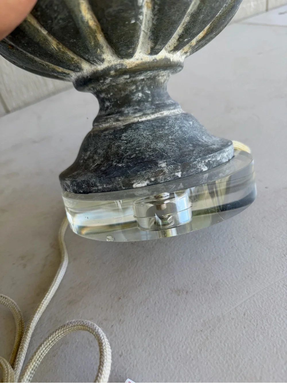 Ornate Distressed Table Lamp Base in Black and White